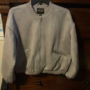 NWT Truth By Republic‎ Vegan Suede Bomber Jacket Small Preppy Minimalist